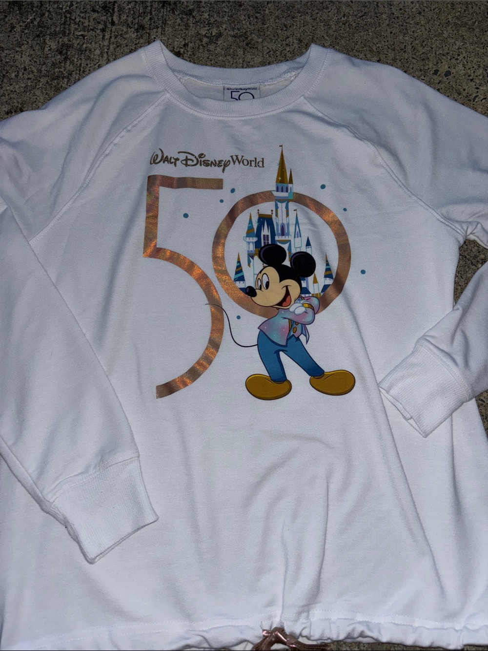 Disney White Mickey 50th Anniversary Crewneck Sweatshirt SMALL - Picture 2 of 4